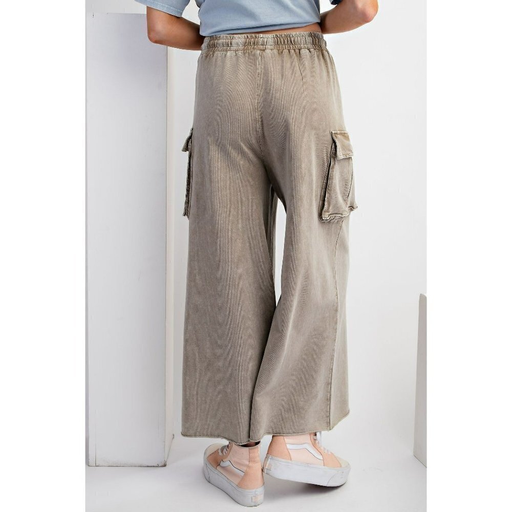 Game On Cropped Cargo Wide Leg Pant in Olive Grey - Picture 5 of 5
